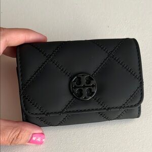 Tory Burch Matte Black Quilted Wallet